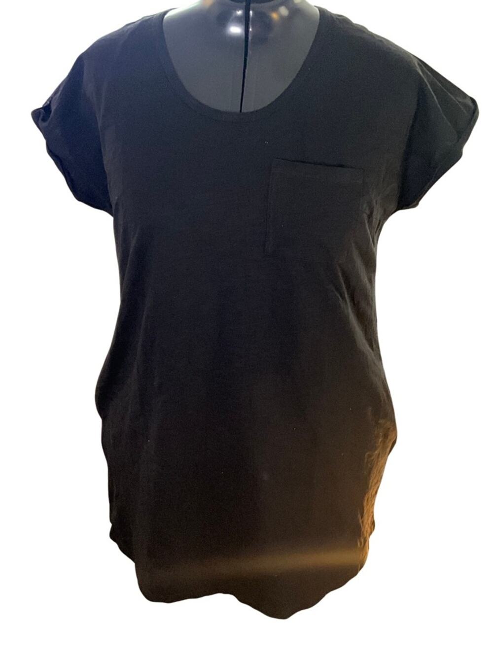 Loralette Black 100% Cotton Mini T-Shirt Dress NWT Plus Size 22/24 Scoop Neck